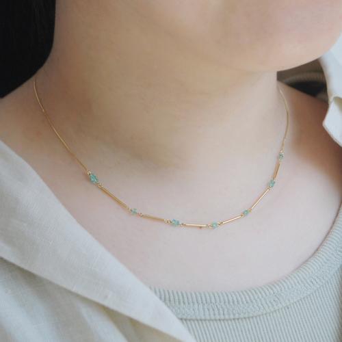 ＜HASUNA＞＊5月誕生石Flow ネックレス エメラルド