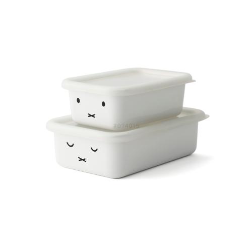 【日用雑貨】＜富士ホーロー＞ミッフィーフェイス浅型角容器2点セットMFF-2SM