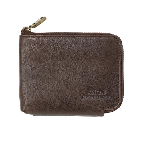 ＜アノン＞ソフトゴートレザー 袋縫い・L字ファスナーミニ財布