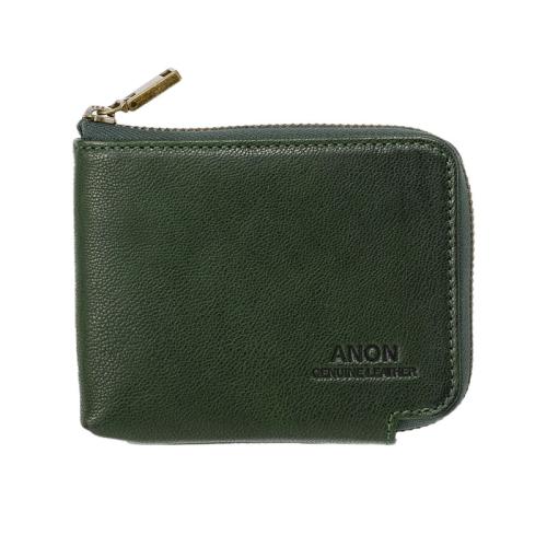 ＜アノン＞ソフトゴートレザー 袋縫い・L字ファスナーミニ財布