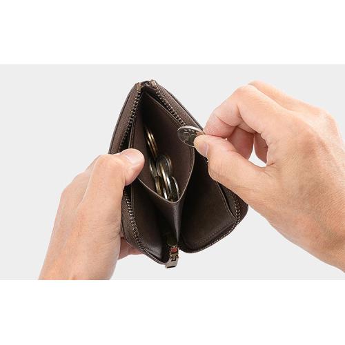 ＜アノン＞ソフトゴートレザー 袋縫い・L字ファスナーミニ財布