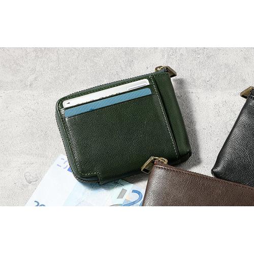 ＜アノン＞ソフトゴートレザー 袋縫い・L字ファスナーミニ財布