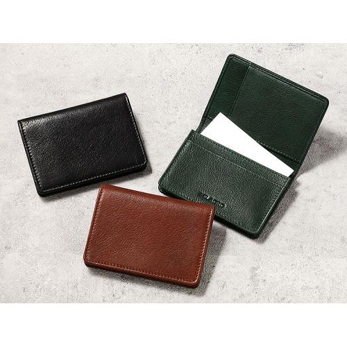 ＜ミラグロ＞牛革ソフトミリングレザー・通しマチ名刺入れ