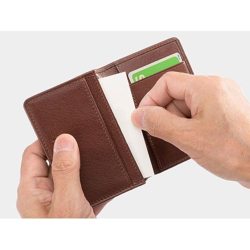 ＜ミラグロ＞牛革ソフトミリングレザー・通しマチ名刺入れ