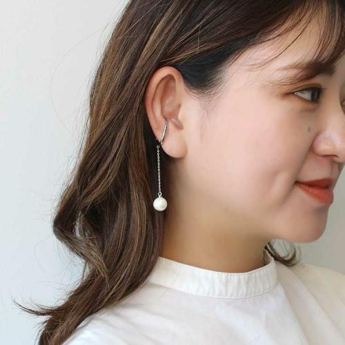 ＜アビステ＞ドロップパールイヤカフ　シルバー