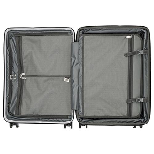 ＜TAKEO KIKUCHI＞ 前輪ストッパー ジッパーハードキャリー ポリカーボネイト100％ 55L(+9L)