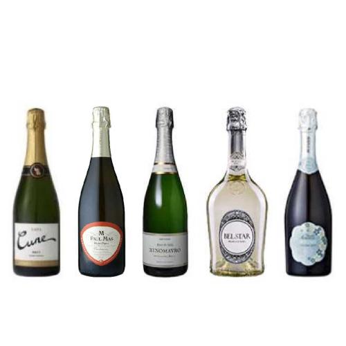 【送料当社負担】＜A-styleソムリエ厳選＞冷やして美味しいスパークリングワイン5本セット
