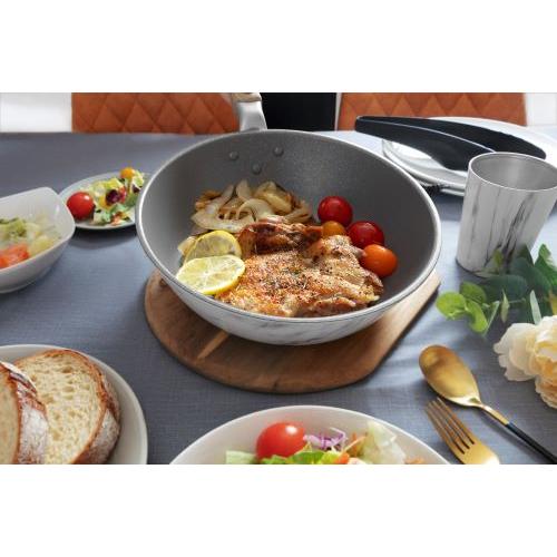 ＜ベストコ＞MARBLE KITCHEN IH ウォックパン 24cm