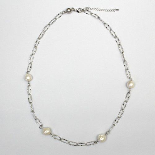＜アビステ＞淡水パール×チェーンショートネックレス