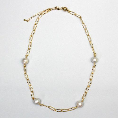 ＜アビステ＞淡水パール×チェーンショートネックレス