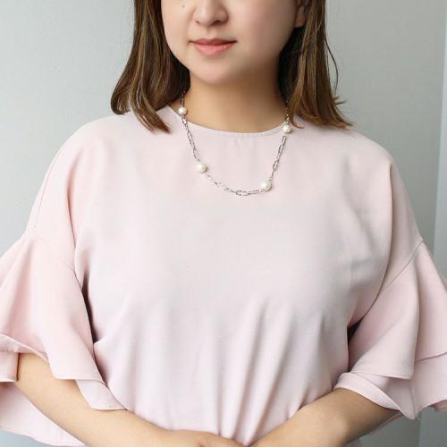 ＜アビステ＞淡水パール×チェーンショートネックレス