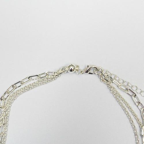 ＜アビステ＞淡水パール×チェーン×ハートペンダント3連ショートネックレス