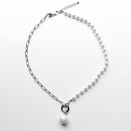 ＜アビステ＞ガラスパール×チェーンコンビショートネックレス