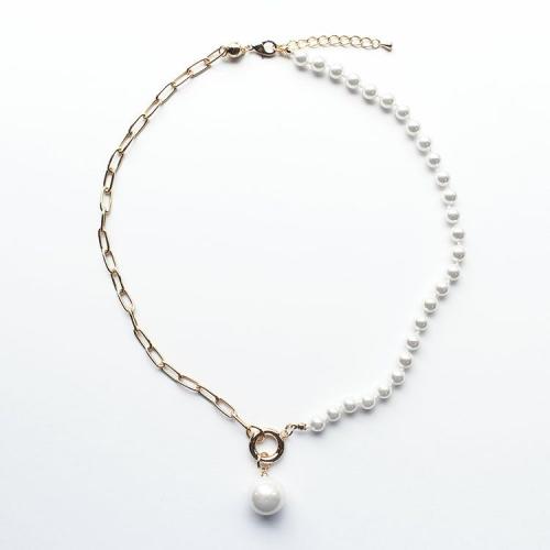 ＜アビステ＞ガラスパール×チェーンコンビショートネックレス