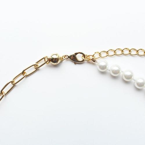 ＜アビステ＞ガラスパール×チェーンコンビショートネックレス