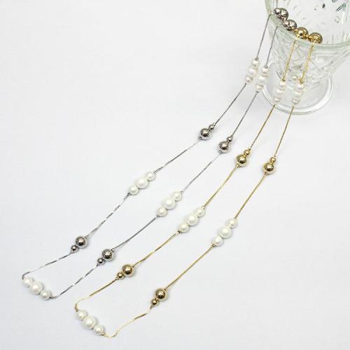 ＜アビステ＞シェルパール×メタルボールステーションネックレス