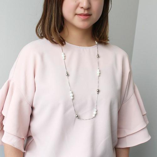 ＜アビステ＞シェルパール×メタルボールステーションネックレス