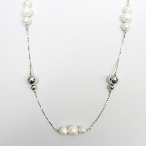 ＜アビステ＞シェルパール×メタルボールステーションネックレス