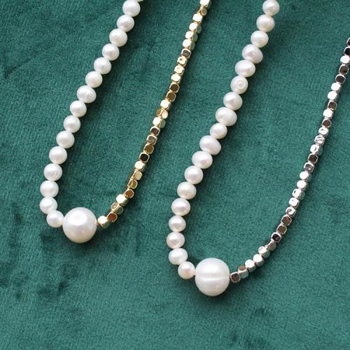 ＜アビステ＞淡水パールコンビショートネックレス