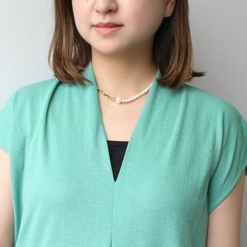 ＜アビステ＞淡水パールコンビショートネックレス