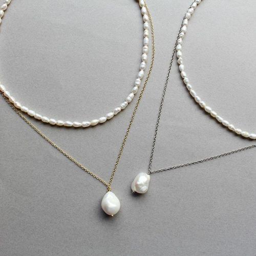 ＜アビステ＞淡水パール2連ショートネックレス