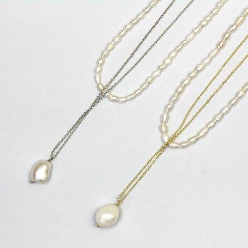 ＜アビステ＞淡水パール2連ショートネックレス