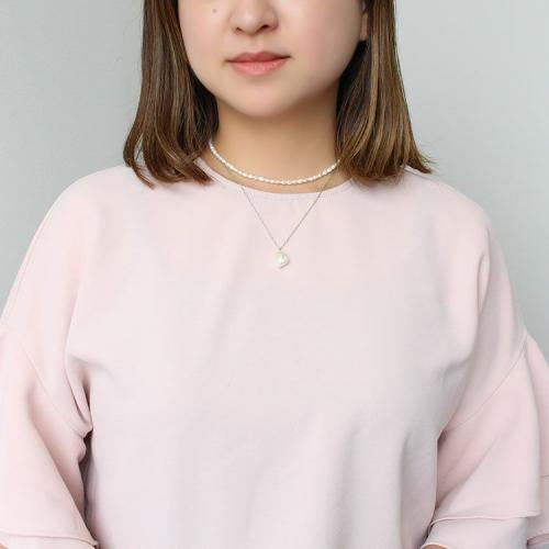 ＜アビステ＞淡水パール2連ショートネックレス