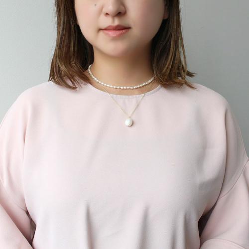 ＜アビステ＞淡水パール2連ショートネックレス