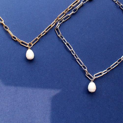 ＜アビステ＞シェルパールチェーンショートネックレス