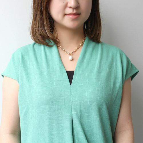 ＜アビステ＞シェルパールチェーンショートネックレス