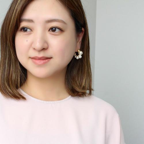 ＜アビステ＞パールハーフフープピアス