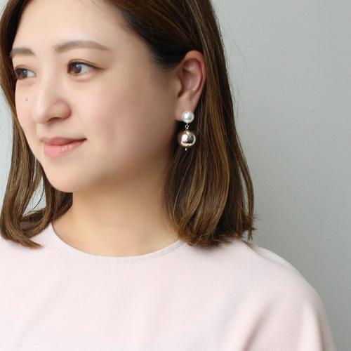 ＜アビステ＞メタル×パールダブルボールピアス/3240072