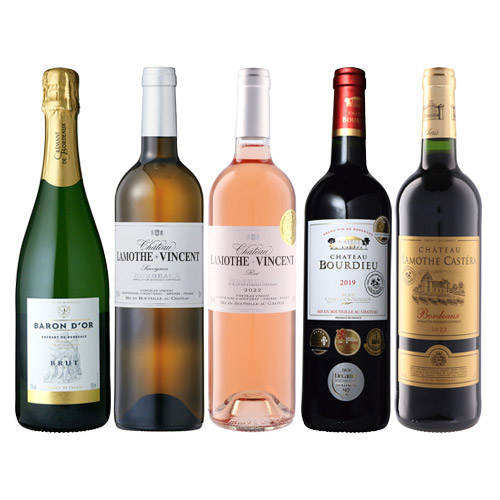 【送料当社負担】ボルドー満喫スパークリング・ロゼ・赤・白5本セット