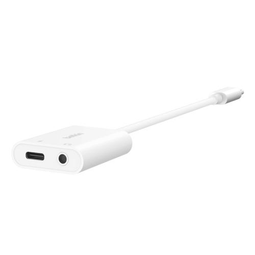 ＜Belkin＞RockStar 3.5mmオーディオ + USB-C充電アダプター ホワイト