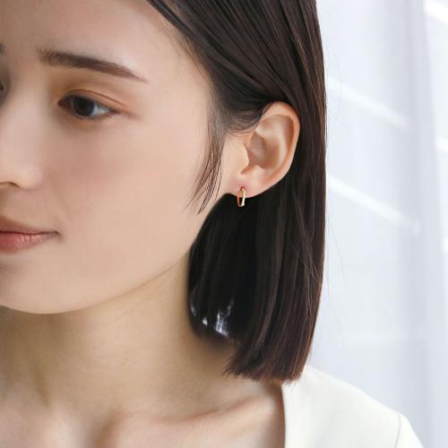 ＜HASUNA＞4月誕生石 eclat DIA フープピアス #1