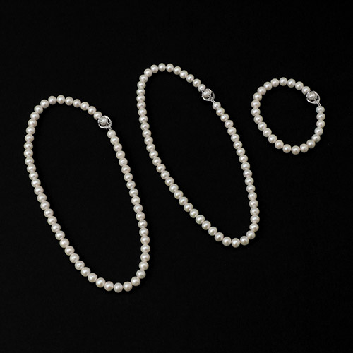 ＜ミワ＞淡水パールネックレス＆ブレスレット(コンバーチブル)