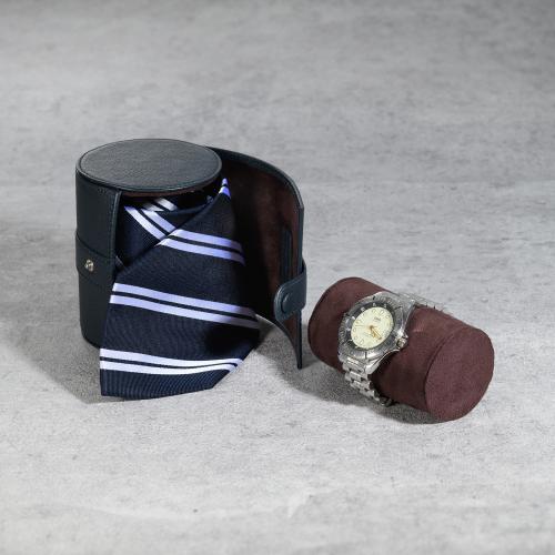 ＜ミラグロ＞シュリンクレザー・ネクタイ&時計ケース