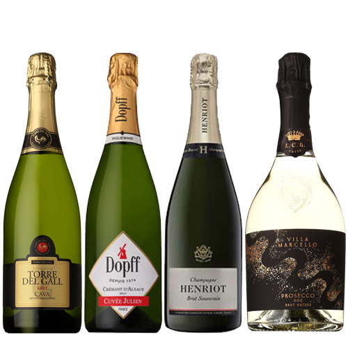 【送料当社負担】老舗シャンパーニュメゾン アンリオ入り　ヨーロッパ産スパークリング4本セット