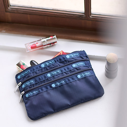 ＜ANAオリジナル＞LeSportsac for ANA　CARLIN ZIP TOP TOTE BAG＆３ZIP　COSMETIC（DEEP BLUE×Azure Blue）