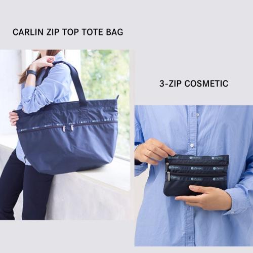 ＜ANAオリジナル＞LeSportsac for ANA　CARLIN ZIP TOP TOTE BAG＆３ZIP　COSMETIC（DEEP BLUE×Azure Blue）