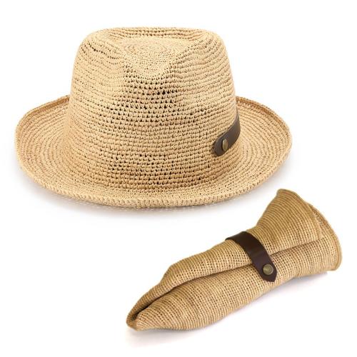 ＜田中帽子店＞ポーロ２　ラフィア中折れハット