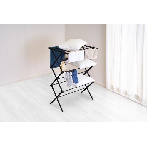 ＜ベストコ＞コンパクトスタンド物干し　ブラック