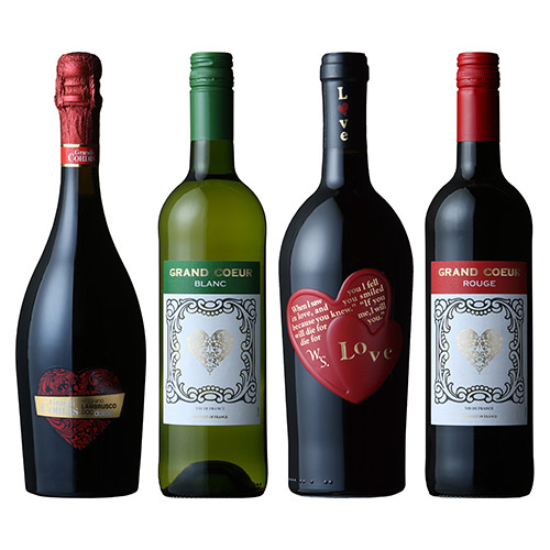 【送料当社負担】大好きなあの人に♪ハートラベルのワイン4本セット