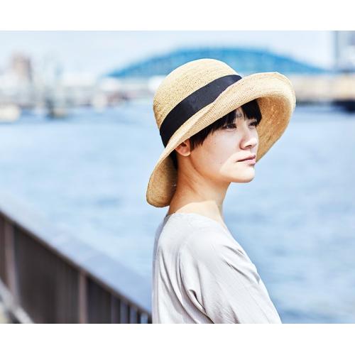 ＜田中帽子店＞フィオナ 畳めるつば広ラフィアハット