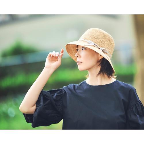 ＜田中帽子店＞ジーナ 畳めるクロッシェラフィアハット