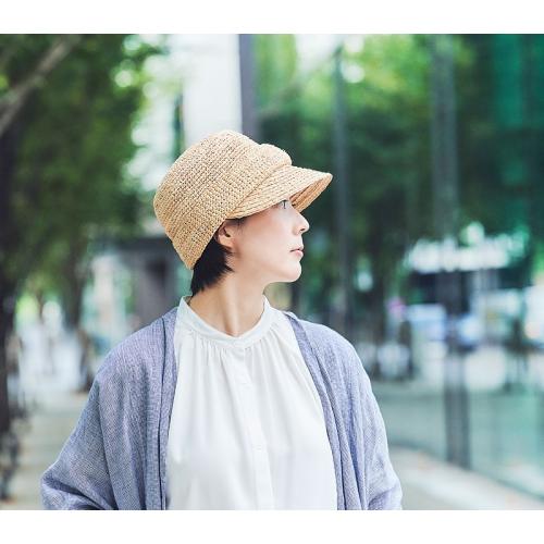 ＜田中帽子店＞ミミ ラフィアキャスケット