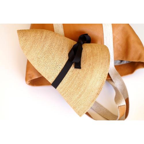 ＜田中帽子店＞クロエ2 畳めるラフィアハット