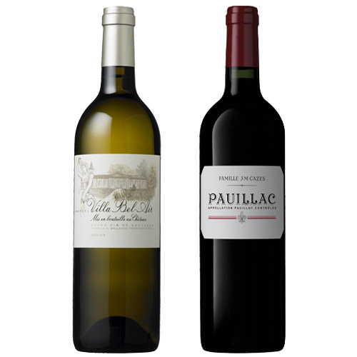 【送料当社負担】★プレミアム★格付けワイン保有のボルドーの名門「J・Mカーズ」が造り出すプレミアムボルドー紅白2本セット