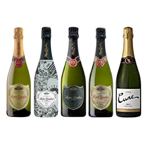 【送料当社負担】熟成の違いも楽しめる、ロジャーグラート限定商品入りスペイン辛口カバ5本セット