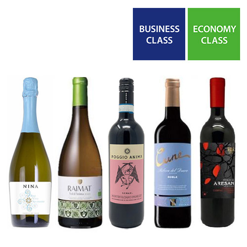 【送料当社負担】スパークリング入り！歴代機内採用イタリア×スペイン産ワイン5本セット